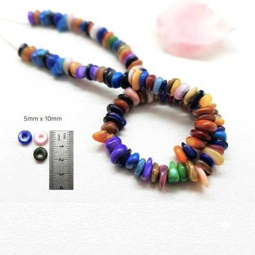 Perles rondelles coquillage d'eau douce teinté 5*10 mm