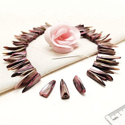 Perles coquillage d'eau douce teinté rose 25*35 mm