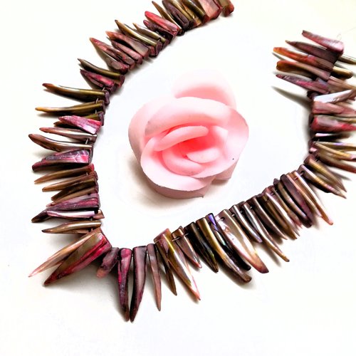 Perles coquillage d'eau douce teinté rose 25*35 mm