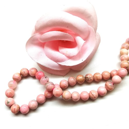Perles rhodochrosite grade a 6 mm