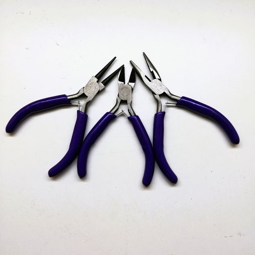 Pinces bijoux violet kit de 3 à bouts plats striés, coupante et à bouts ronds