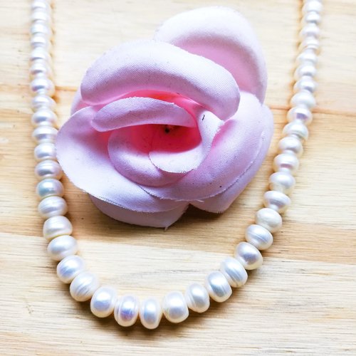 Perles d'eau douce rondelles blanches 6 mm