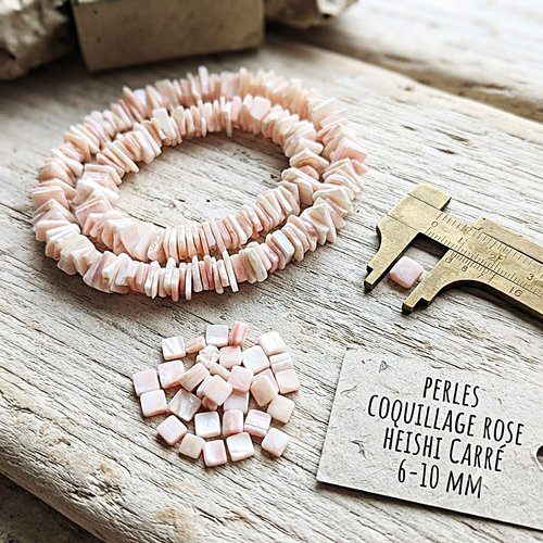 Perles heishi en coquillage rose naturel 6/10mm