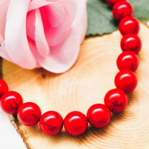 Perles howlite rouge 12 mm