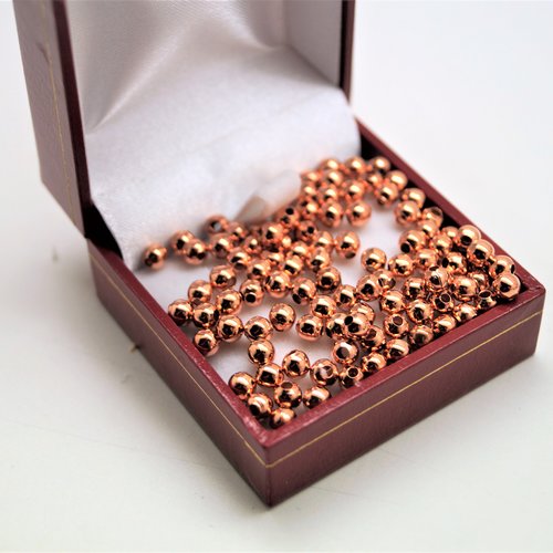 100 perles rondes dorées rose 4 mm