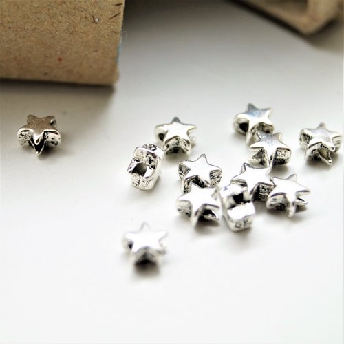 Perles étoiles en métal argenté 6*6 mm