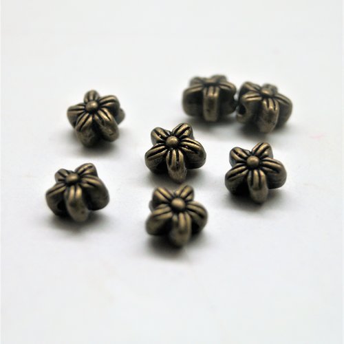 20 perles intercalaire fleur en métal bronze 7 mm