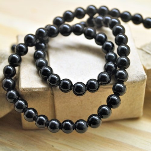 Perles en obsidienne noire 4 mm