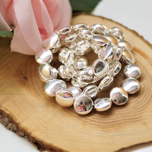 Perles hématites plates argenté brilliant 8 mm