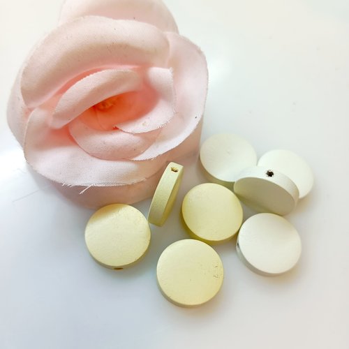 Perles en bois plates teintes 15*4 mm par 10