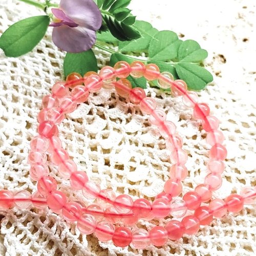 Perles en verre quartz cerise 4 mm