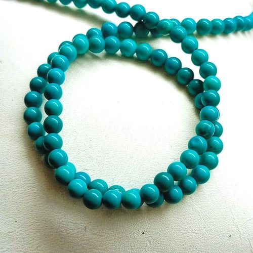 Perles rondes en magnésite teintée turquoise 4 mm
