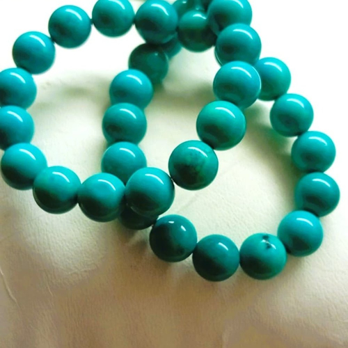 Perles rondes en magnésite teintée turquoise 8 mm