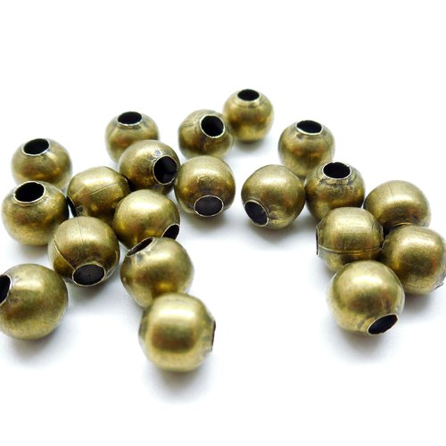 Perles  rondes en métal bronze 6 mm