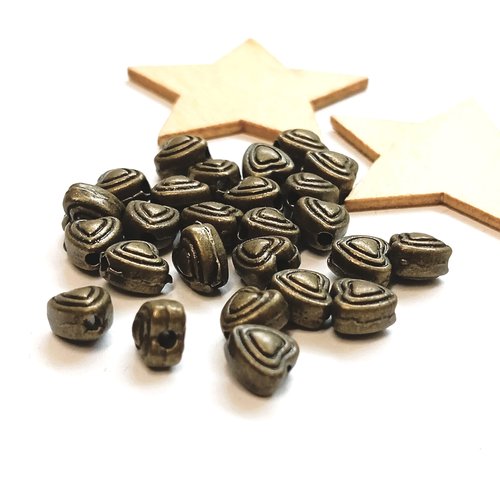 Perles cœurs bronze antique 6 mm par lot de 20