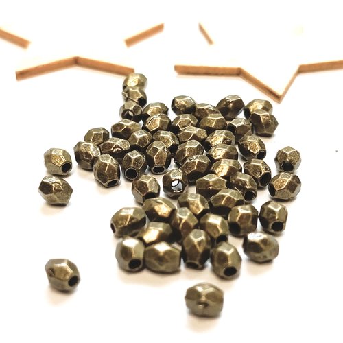 Perles à facettes bronze antique 4mm par lot de 25