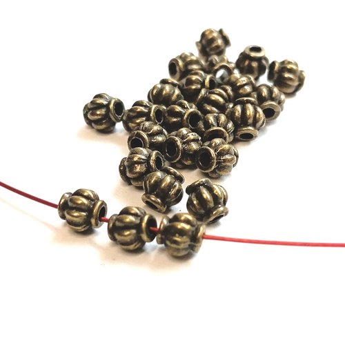 Perles lanterne bronze antique 4mm par 50