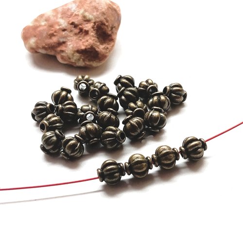 50 perles lanterne citrouille bronze antique 6mm