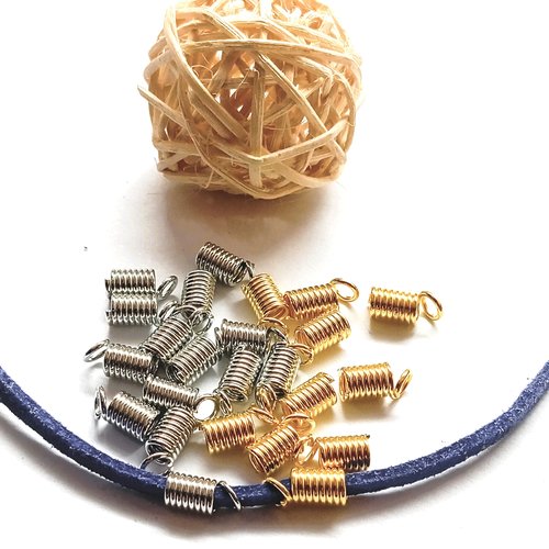 Embouts à ressort 2,5mm en métal argenté ou doré par 30