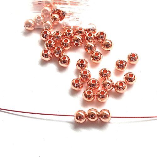 Perles rondes lisses en laiton or rose 5mm (lot de 20)