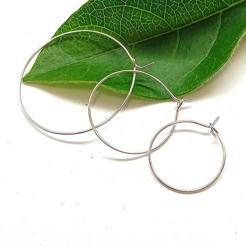Lot de 10 supports créoles argent brillant -20/25/35mm