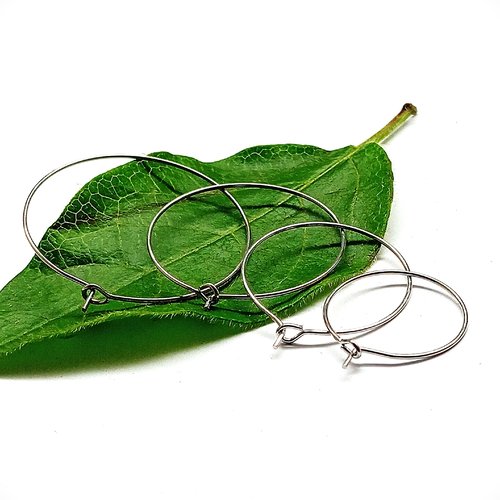 Lot de 10 supports créoles argent mat - 20,25,30,35mm