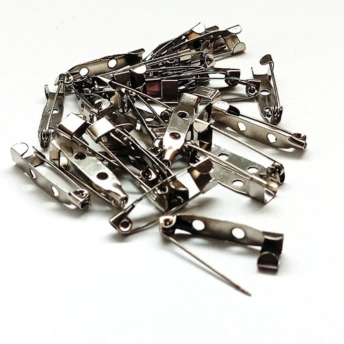 Lot de 25 supports de broches argentés 25mm