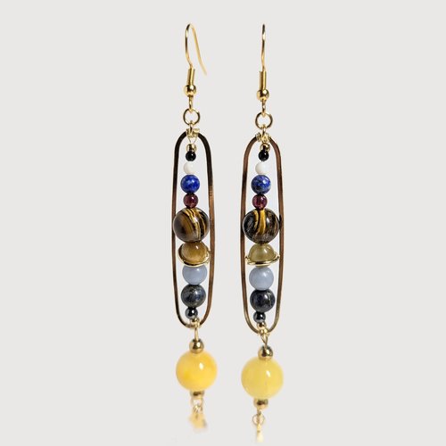 Boucles d'oreilles pendantes système solaire