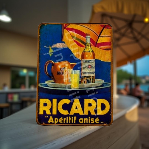 Plaque métal vintage ricard parasols