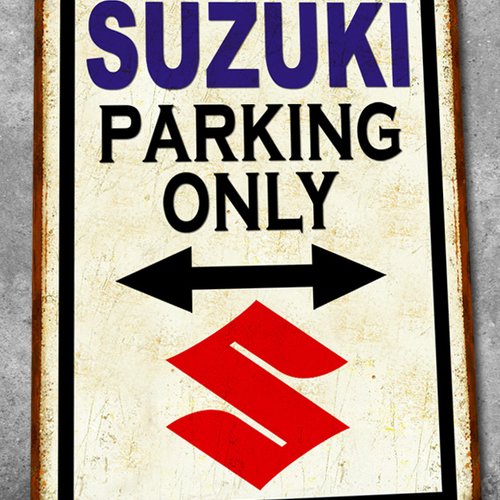 Plaque métal vintage suzuki parking only