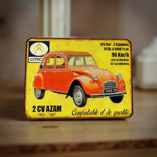 Plaque métal vintage citroën 2cv azam