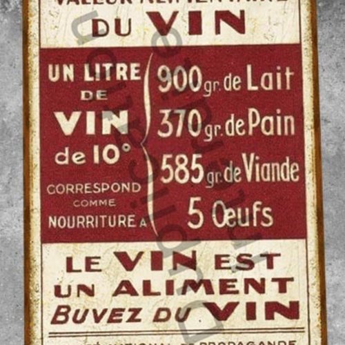 Plaque métal vintage vin
