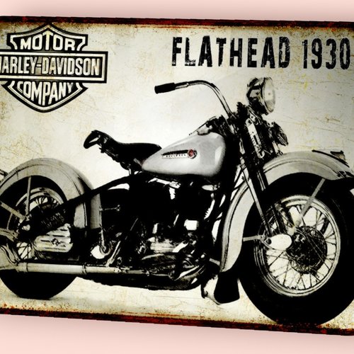 Plaque métal vintage hd flathead 1930