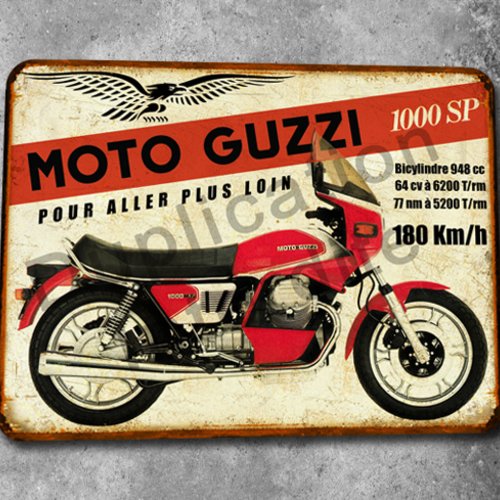 Plaque métal vintage moto guzzi 1000 sp