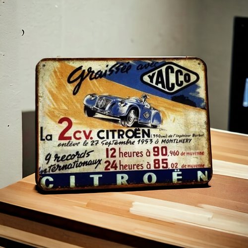 Plaque métal vintage citroën 2cv yacco