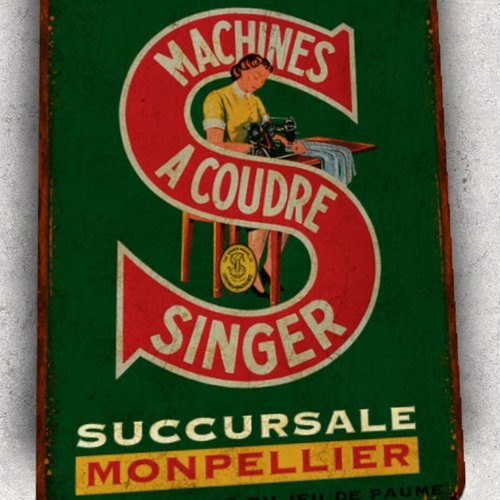 Plaque métal vintage singer