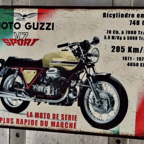 Plaque métal vintage moto guzzi v7 sport