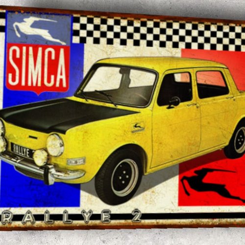 Plaque métal vintage simca 1000 rallye 2
