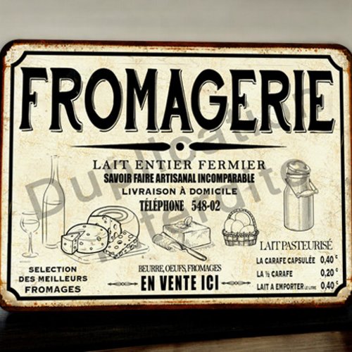 Plaque métal vintage fromagerie