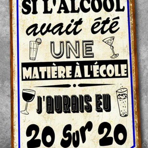 Plaque métal vintage vin sur 20
