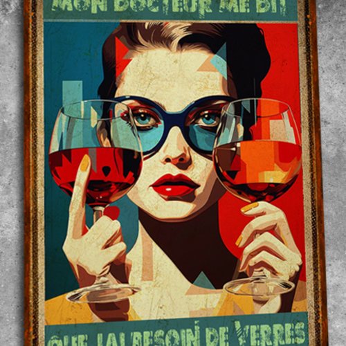 Plaque métal vintage besoin de verres