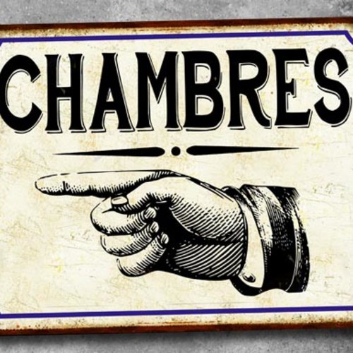 Plaque métal vintage chambre gauche