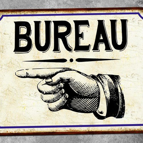 Plaque métal vintage bureau gauche