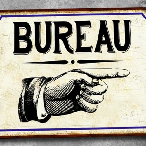 Plaque métal vintage bureau droite