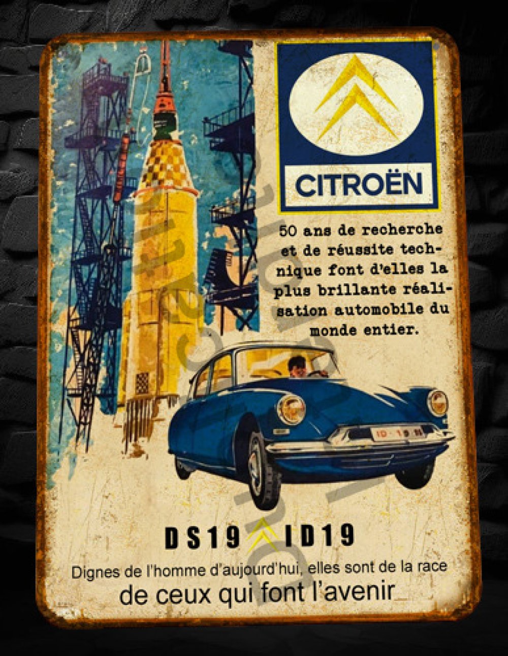 IETS15004RB Plaque métal Citroën DS19 (30x20cm) modèle