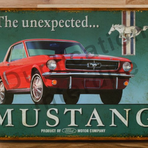 Plaque métal vintage ford mustang 1964