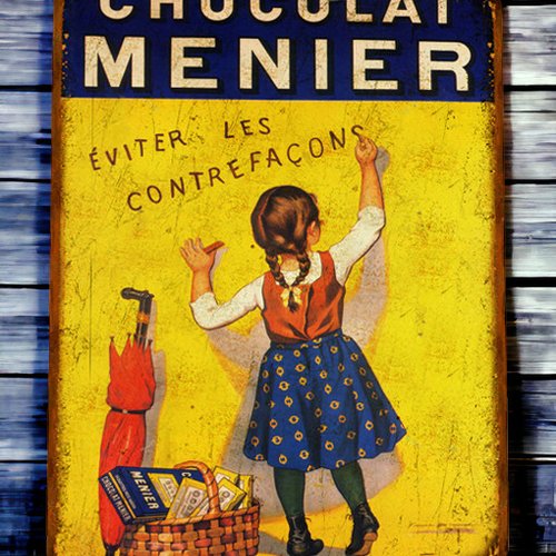 Plaque métal vintage chocolat menier