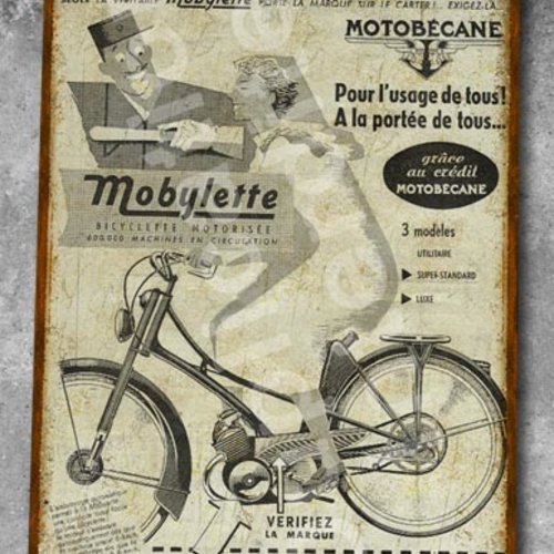 Plaque métal vintage motobécane mobylette