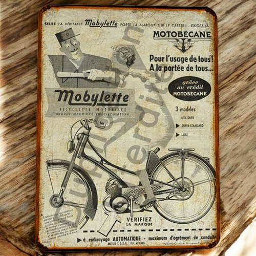Plaque métal vintage motobécane mobylette