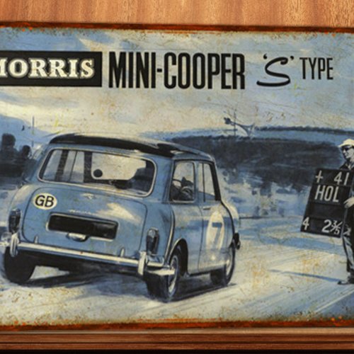 Plaque métal vintage morris mini coopêr s